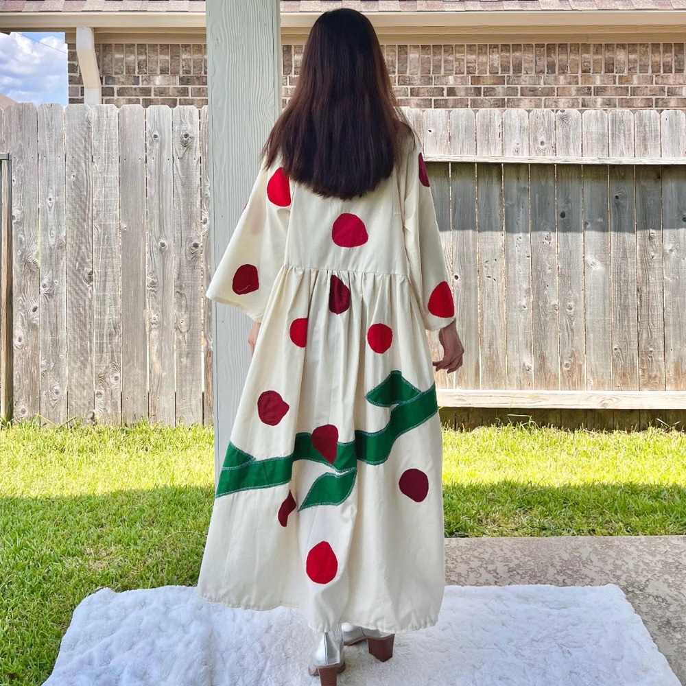 Handmade Aphrodite Rose Petal Appliqué Dress SKU 08033 With Side Pockets - Picture 9 of 10